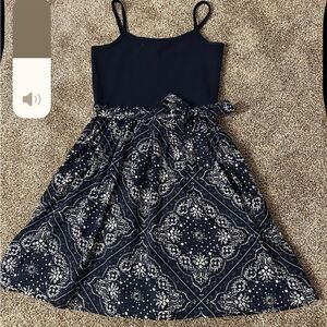 Tommy Hilfiger Navy and White Patterned Kids Dress